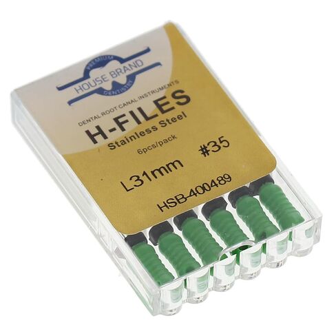 400489 HSB Hedstrom Endodontic Files Stainless Steel 31mm #35 Green 6/Pk in Saudi Arabia