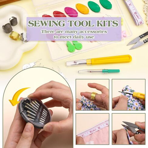 kaqrhft needle threaders ، 24 pcs eedle threader kit لخياطة اليد ، 4 أنواع أداة threadle إبرة بسيطة لعمل الإبرة ، آلة الخياطة ، خيط التطريز مع صندوق تخزين واضح in Kuwait