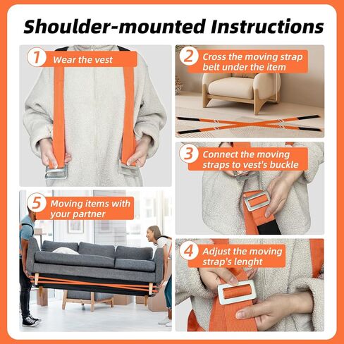 Moving Straps, 2-Person Lifting and Moving System,Lifting Straps Moving for Furniture,Shoulder Lifting Strap for Heavy Lifting, Appliances, Mattresses, Heavy Objects in Kuwait