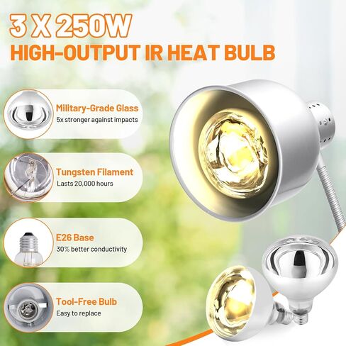 Food Heat Lamp, Commercial 500W Infrared Dual-Head Table Food Warmer Lamp, with 360° Adjustable, Suitable for Buffet Tables, Restaurant Kitchens and Catering Services in Kuwait