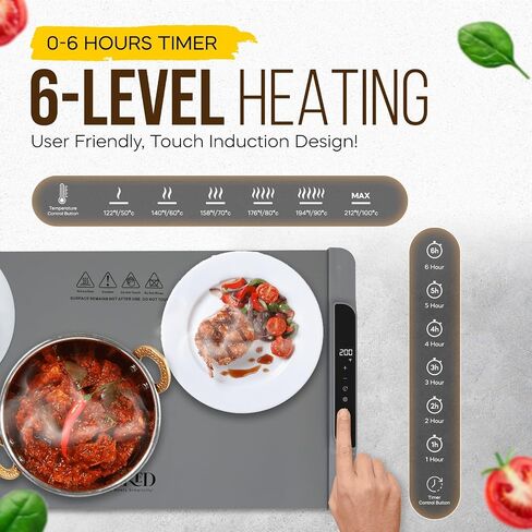 Food Warming Mat with 10 Level Temperature– Foldable Silicone Heating Pad for Buffet, Countertop, Kitchen, and Food Prep – Electric Food Warmer Tray and Heat Mat – Warming Mat for Food Extra Large in Saudi Arabia