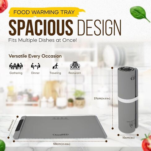 Food Warming Mat with 10 Level Temperature– Foldable Silicone Heating Pad for Buffet, Countertop, Kitchen, and Food Prep – Electric Food Warmer Tray and Heat Mat – Warming Mat for Food Extra Large in Saudi Arabia