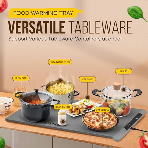 Food Warming Mat with 10 Level Temperature– Foldable Silicone Heating Pad for Buffet, Countertop, Kitchen, and Food Prep – Electric Food Warmer Tray and Heat Mat – Warming Mat for Food Extra Large in Saudi Arabia