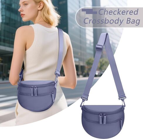 Fodoko Black and White Checkered Crossbody Bag Bag for Women ، Fanny Pack Handbags Packts Wallets Small Mlucky Belt (Beige) in Kuwait