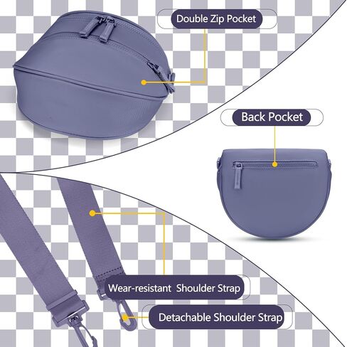 Fodoko Black and White Checkered Crossbody Bag Bag for Women ، Fanny Pack Handbags Packts Wallets Small Mlucky Belt (Beige) in Kuwait