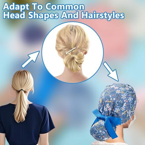 OLYCRAFT 2 PACK CAP الجراحية القابلة للتعديل قبعة التمريض القبعة قبعة العمل للممرضة مهنيي الرعاية الصحية تجميل صالون in Saudi Arabia