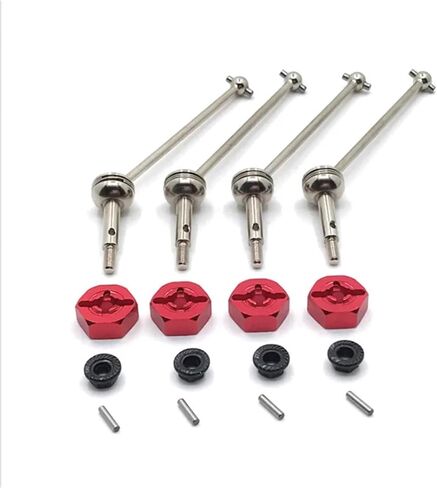 144001 144002 144010 124007 124016 124019 124018 4pcs Metal Drive Shaft and 12mm Wheel Hex Adapter RC Car Upgrade Parts(Black Silver) in Saudi Arabia