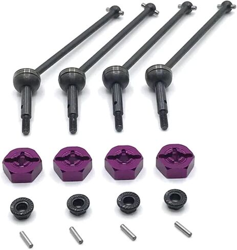 144001 144002 144010 124007 124016 124019 124018 4pcs Metal Drive Shaft and 12mm Wheel Hex Adapter RC Car Upgrade Parts(Black Silver) in Saudi Arabia