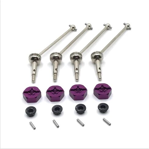 144001 144002 144010 124007 124016 124019 124018 4pcs Metal Drive Shaft and 12mm Wheel Hex Adapter RC Car Upgrade Parts(Black Silver) in Saudi Arabia