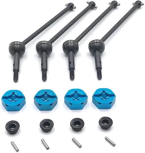 144001 144002 144010 124007 124016 124019 124018 4pcs Metal Drive Shaft and 12mm Wheel Hex Adapter RC Car Upgrade Parts(Black Silver) in Saudi Arabia