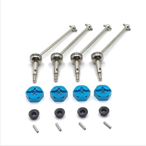144001 144002 144010 124007 124016 124019 124018 4pcs Metal Drive Shaft and 12mm Wheel Hex Adapter RC Car Upgrade Parts(Black Silver) in Saudi Arabia