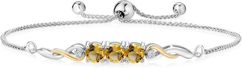 Gem Stone King 1.52 Cttw 925 Sterling Silver and 10K Yellow Gold Lab Grown Diamond Tennis Bracelet For Women | Gemstone April Birthstone | E-F Color | VS Clarity | Fully Adjustable Up to 9 Inch in Saudi Arabia