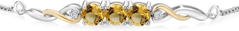 Gem Stone King 1.52 Cttw 925 Sterling Silver and 10K Yellow Gold Lab Grown Diamond Tennis Bracelet For Women | Gemstone April Birthstone | E-F Color | VS Clarity | Fully Adjustable Up to 9 Inch in Saudi Arabia