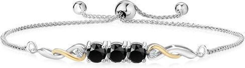 Gem Stone King 1.52 Cttw 925 Sterling Silver and 10K Yellow Gold Lab Grown Diamond Tennis Bracelet For Women | Gemstone April Birthstone | E-F Color | VS Clarity | Fully Adjustable Up to 9 Inch in Saudi Arabia