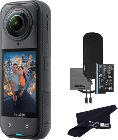 Insta360 X5-كاميرا 360 مقاومة للماء مع 1/1.28 "مستشعرات ، 8K 360 HDR فيديو ، صورة 72 ميجابكسل ، 4K60FPS عدسة واحدة ، أداء خفيف محسن ، عدسات ترقية قابلة للاستثمار المستخدم ، 2.5" شاشة تعمل باللمس in Saudi Arabia
