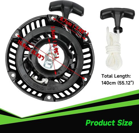 Mini Bike Pull Pull START ASSEMBLY RECOIL Starter متوافق مع Predator 212CC 196CC COLEMAN CT200U CT200U-EX BT200X KT196 GO KART GX160 6.5HP OHV LAWN MOWN MOWEN in Kuwait
