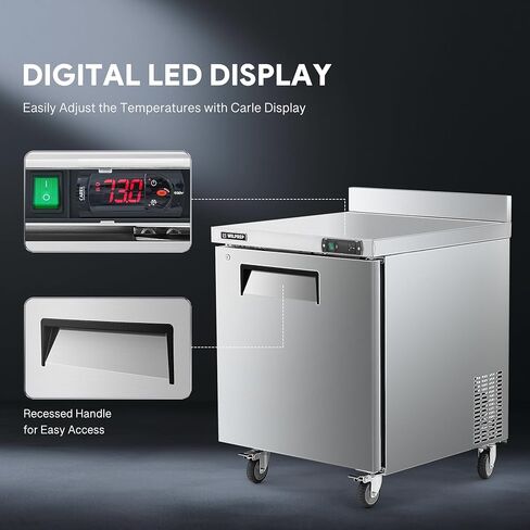 WILPREP 28 "W تجارية ثلاجة العمل ثلاجة خفية 1 باب من الفولاذ المقاوم للصدأ مضاد الثلاجة مروحة التبريد 6.3 قدم. in Kuwait