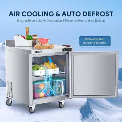 WILPREP 28 "W تجارية ثلاجة العمل ثلاجة خفية 1 باب من الفولاذ المقاوم للصدأ مضاد الثلاجة مروحة التبريد 6.3 قدم. in Kuwait