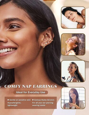 JeryWe Surgical Steel Flat Back Earrings Hypoallergenic 14K Gold Plated Cartilage Earrings for Women Trendy Small Hoop Stud Earring Stacks Flatback Stud Earring Set Helix Conch Tragus Piercing Jewelry in Kuwait