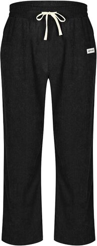 Men's Corduroy Straight Leg Pants Long Solid Elastic Waist Casual Pants Loose Fit Going Out Pants with Pocket in Saudi Arabia