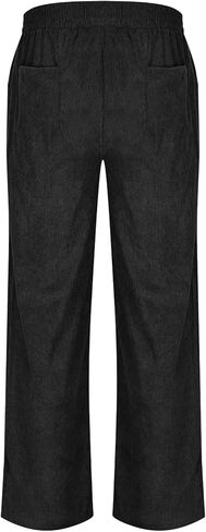 Men's Corduroy Straight Leg Pants Long Solid Elastic Waist Casual Pants Loose Fit Going Out Pants with Pocket in Saudi Arabia