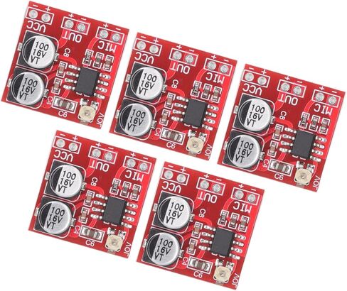 Pissente 5pcs electret microphone amplelifier module مكونات الأجزاء الإلكترونية دوائر LM386 مكبر للصوت القابل للتعديل 20-200x DC4V-12V مع مادة ABS لـ electret in Saudi Arabia