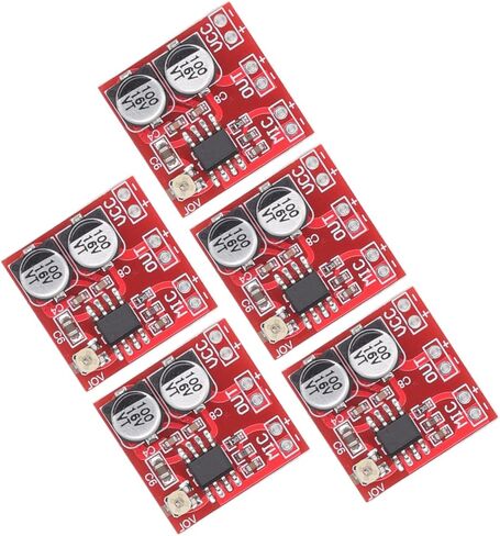 Pissente 5pcs electret microphone amplelifier module مكونات الأجزاء الإلكترونية دوائر LM386 مكبر للصوت القابل للتعديل 20-200x DC4V-12V مع مادة ABS لـ electret in Saudi Arabia