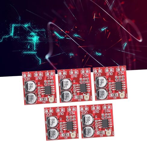 Pissente 5pcs electret microphone amplelifier module مكونات الأجزاء الإلكترونية دوائر LM386 مكبر للصوت القابل للتعديل 20-200x DC4V-12V مع مادة ABS لـ electret in Saudi Arabia