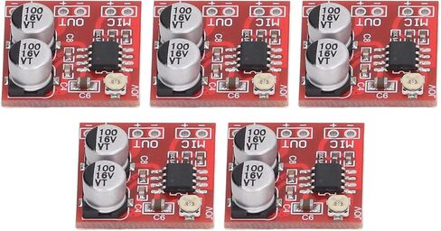 Pissente 5pcs electret microphone amplelifier module مكونات الأجزاء الإلكترونية دوائر LM386 مكبر للصوت القابل للتعديل 20-200x DC4V-12V مع مادة ABS لـ electret in Saudi Arabia