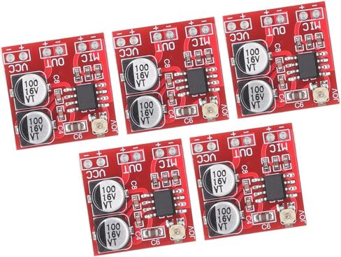 Pissente 5pcs electret microphone amplelifier module مكونات الأجزاء الإلكترونية دوائر LM386 مكبر للصوت القابل للتعديل 20-200x DC4V-12V مع مادة ABS لـ electret in Saudi Arabia