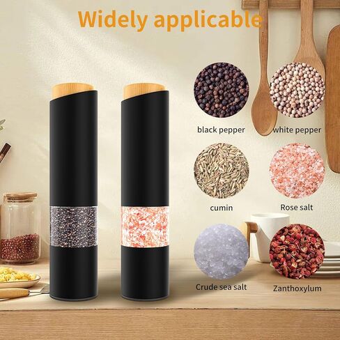 مجموعة طاحونة من الملح والفلفل الكهربائي - خشن قابل للتعديل ، يعمل بالبطارية مع ضوء LED ، تصميم شفاف 360 درجة للمطبخ والطهي في الهواء الطلق ، مثالي للطهاة المنزلي والمتسوقين الهدايا in Saudi Arabia