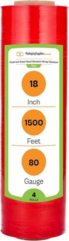 PSBM Red Cast Stretch Wrap, 4 Pack, 18 Inch x 1500 Feet, 80 Gauge, Dark/Opaque Hand Stretch Film Rolls for Packaging Moving Packing Pallets in Saudi Arabia