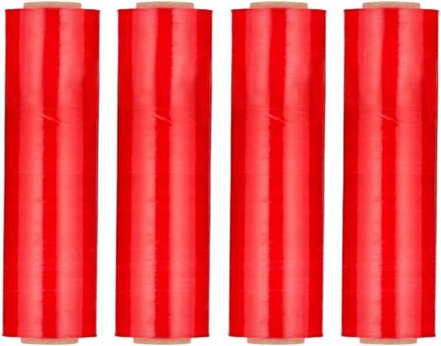 PSBM Red Cast Stretch Wrap, 4 Pack, 18 Inch x 1500 Feet, 80 Gauge, Dark/Opaque Hand Stretch Film Rolls for Packaging Moving Packing Pallets in Saudi Arabia