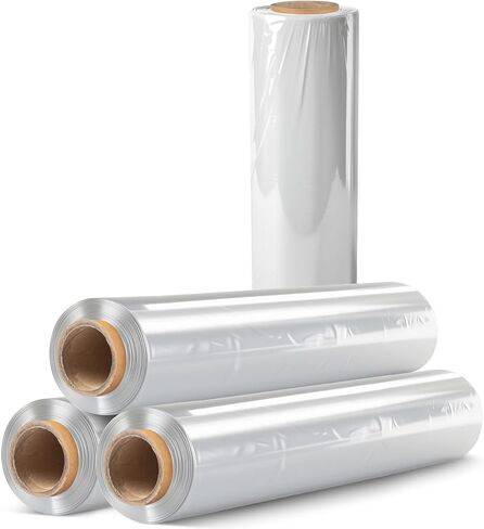 18" Stretch Film/Wrap 1500 feet 7 Layers 80 Gauge Industrial Strength up to 300% Stretch Clear Cling Durable Adhering Packing Moving Packaging Heavy Duty Shrink Film, Thick Plastic Wrap– Clear 4 Pack in Kuwait
