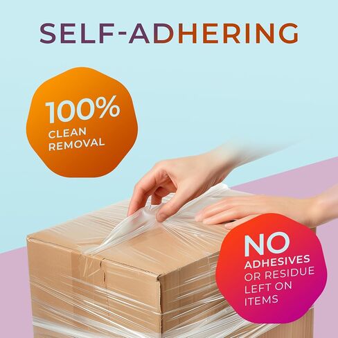18" Stretch Film/Wrap 1500 feet 7 Layers 80 Gauge Industrial Strength up to 300% Stretch Clear Cling Durable Adhering Packing Moving Packaging Heavy Duty Shrink Film, Thick Plastic Wrap– Clear 4 Pack in Kuwait