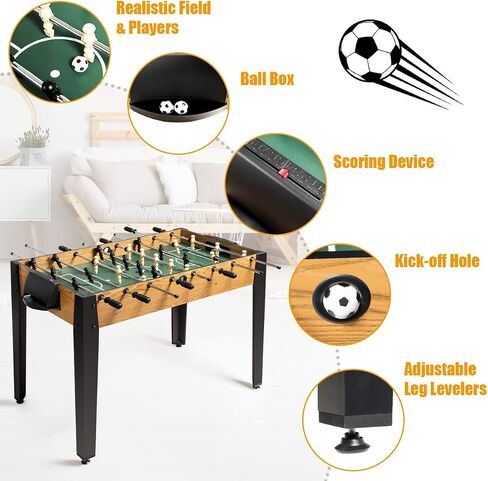 Giantex 48 '' Foosball Table ، لعبة كرة القدم الخشبية مع كرات القدم ، بدعوى لأربعة لاعبين ، كرة القدم حجم المنافسة للأطفال ، البالغين ، طاولة كرة القدم لغرفة الألعاب ، الأروقة in Saudi Arabia