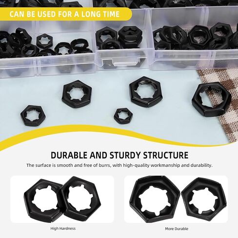105Pcs M6 M8 M10 M12 M14 Push On Lock Nuts, Internal Tooth Lock Washers Pushnuts Hex Locknuts (Black) in Saudi Arabia
