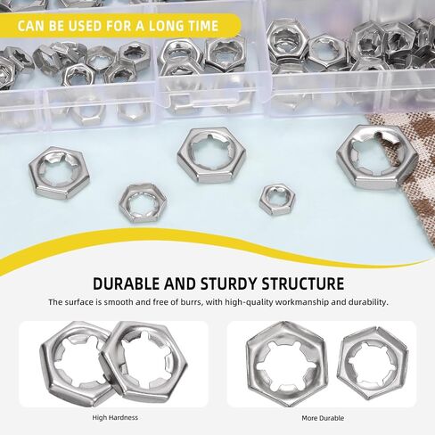 105pcs m6 m8 m10 m12 m14 ادفع على القفل المكسرات ، وغسالات قفل الأسنان الداخلية pushnuts hex locknuts (أسود) in Saudi Arabia