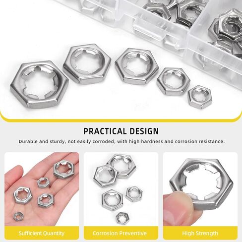 105pcs m6 m8 m10 m12 m14 ادفع على القفل المكسرات ، وغسالات قفل الأسنان الداخلية pushnuts hex locknuts (أسود) in Saudi Arabia