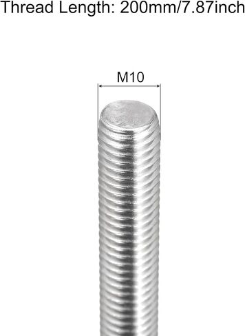 meccanixity قضيب ملولب بالكامل M10 × 200 مم 1.5 مم الملعب 304 الفولاذ المقاوم للصدأ القضبان اليمنى قضبان ترصيع شريط 6 حزمة in Kuwait