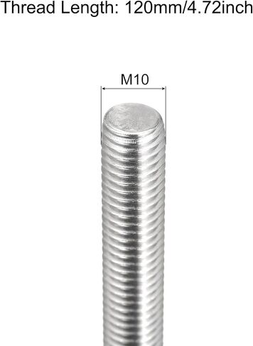 meccanixity قضيب ملولب بالكامل M10 × 200 مم 1.5 مم الملعب 304 الفولاذ المقاوم للصدأ القضبان اليمنى قضبان ترصيع شريط 6 حزمة in Kuwait
