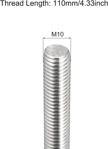 meccanixity قضيب ملولب بالكامل M10 × 200 مم 1.5 مم الملعب 304 الفولاذ المقاوم للصدأ القضبان اليمنى قضبان ترصيع شريط 6 حزمة in Kuwait