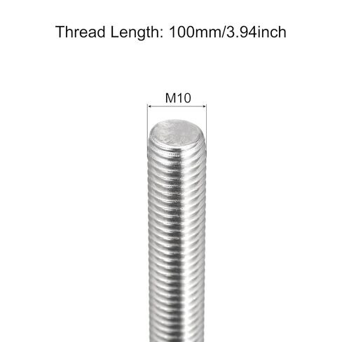 meccanixity قضيب ملولب بالكامل M10 × 200 مم 1.5 مم الملعب 304 الفولاذ المقاوم للصدأ القضبان اليمنى قضبان ترصيع شريط 6 حزمة in Saudi Arabia