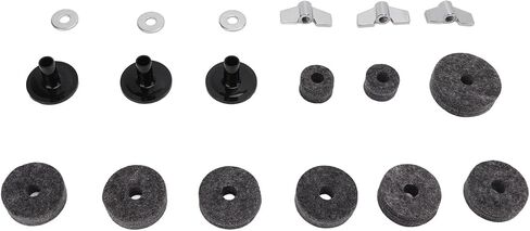 Acouto Kit Replacement Parts Set Nonslip Felt Pads, Wing Nuts, Stand Sleeves & Cymbal Washers - Enhance Your Performance with Standard Size Accessories Black (Black) in Saudi Arabia