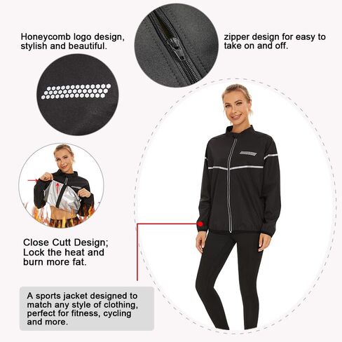 بدلة ساونا لازاوي للنساء تناسب ساونا قميص ساونا ساكيت مع سحاب in Kuwait