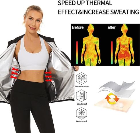 بدلة ساونا لازاوي للنساء تناسب ساونا قميص ساونا ساكيت مع سحاب in Kuwait