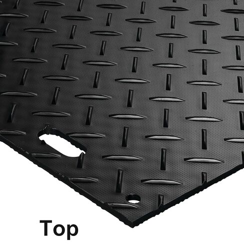 Checkers Mambamat الحصير حماية الأرض المرنة للمعدات الثقيلة ، 4 '× 8' ، سعة تحميل 95 طن ، مقابض مريحة ، مصنوعة من المواد المعاد تدويرها ، أسود ، MM48 in Kuwait