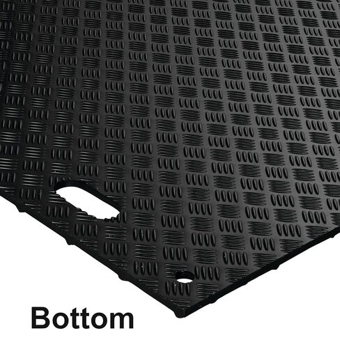 Checkers Mambamat الحصير حماية الأرض المرنة للمعدات الثقيلة ، 4 '× 8' ، سعة تحميل 95 طن ، مقابض مريحة ، مصنوعة من المواد المعاد تدويرها ، أسود ، MM48 in Kuwait