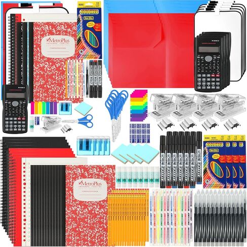 1 Set High School Supplies Kit, 51 Pcs Per Set Back to School Supplies College Bundle Essential Stuff Bulk Stapler Notebook Calculator for Senior Student Girl Teen Classroom Boy Classroom in Saudi Arabia