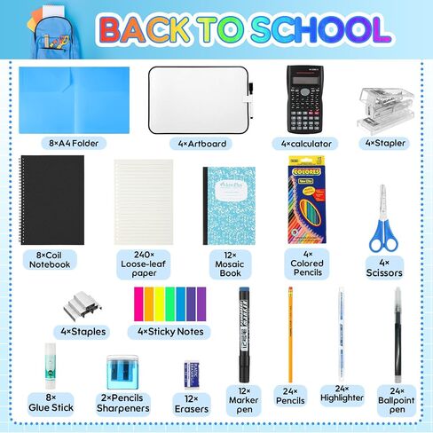 1 Set High School Supplies Kit, 51 Pcs Per Set Back to School Supplies College Bundle Essential Stuff Bulk Stapler Notebook Calculator for Senior Student Girl Teen Classroom Boy Classroom in Saudi Arabia